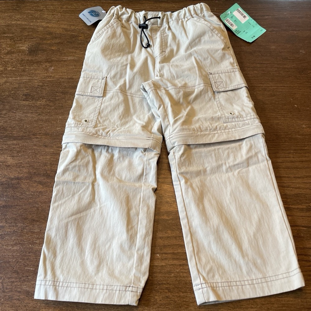 PinePeakBlues Boys Size 4 Khaki Convertible Hiking Pants Adjustable Waist NWT